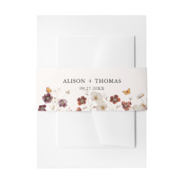 Boho Fall Florals Butterfly Wedding Einladungsbanderole