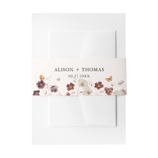 Boho Fall Florals Butterfly Wedding Einladungsbanderole (Vorderseite Beispiel)