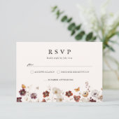 Boho Fall Florals Butterfly Wedding RSVP Karte (Stehend Vorderseite)