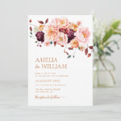 Boho Fall florals Hochzeit Einladung (Stehend Vorderseite)