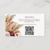 Boho Fall Florals Pampas Grass Wedding Details QR Begleitkarte (Vorderseite)