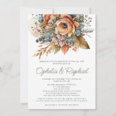 Boho Fall Florals Sage Bohemisch Wedding Einladung (Vorderseite)