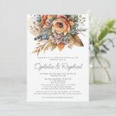 Boho Fall Florals Sage Bohemisch Wedding Einladung (Stehend Vorderseite)
