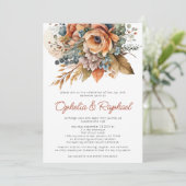 Boho Fall Florals Terracotta Bohemisch Wedding Einladung (Stehend Vorderseite)