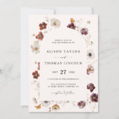 Boho Fall Florals Wedding Arch Einladung (Vorderseite)