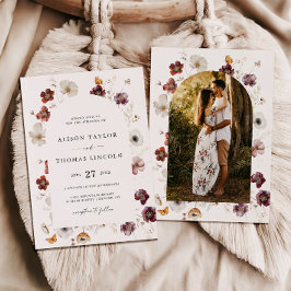 Boho Fall Florals Wedding Arch Foto Einladung