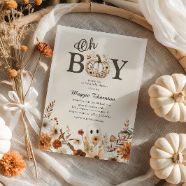 Boho Fall Ghost Floral Halloween Boy Baby Dusche Einladung