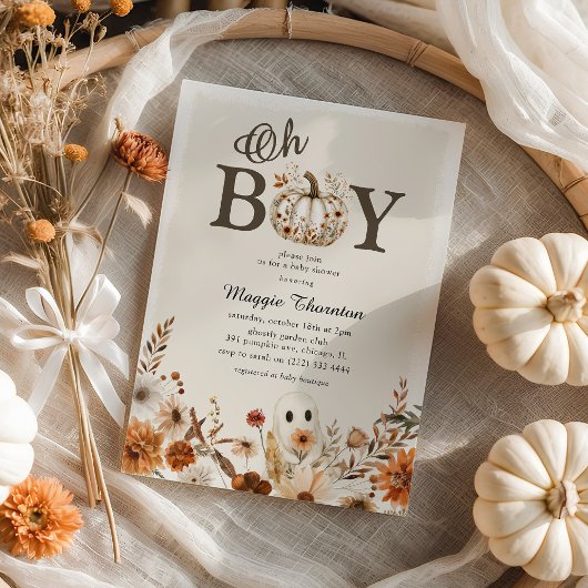 Boho Fall Ghost Floral Halloween Boy Baby Dusche Einladung