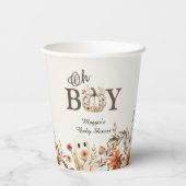 Boho Fall Ghost Floral Oh Boy Baby Shower Pappbecher (Rückseite)