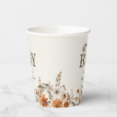 Boho Fall Ghost Floral Oh Boy Baby Shower  Pappbecher (Links)