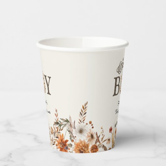 Boho Fall Ghost Floral Oh Boy Baby Shower Pappbecher (Links)