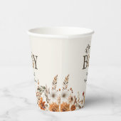 Boho Fall Ghost Floral Oh Boy Baby Shower  Pappbecher (Rechts)