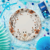 Boho Fall Ghost Floral Oh Boy Baby Shower  Pappteller (Party)