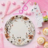 Boho Fall Ghost Floral Oh Boy Baby Shower  Pappteller (Party)