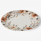 Boho Fall Ghost Floral Oh Boy Baby Shower  Pappteller (Schrägansicht)