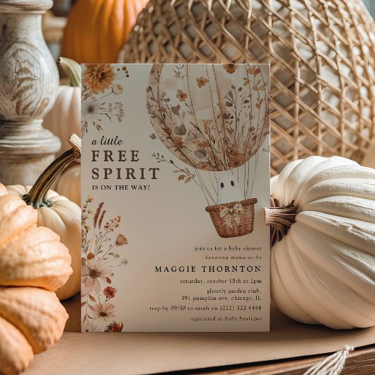 Boho Fall Ghost Wildblume Halloween Kinderdusche Einladung