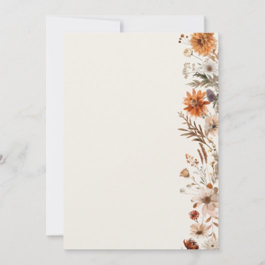 Boho Fall Ghost Wildblume Halloween Kinderdusche Einladung (Rückseite)