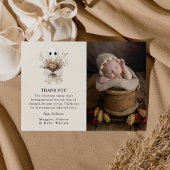 Boho Fall Ghost Wildflower Baby Shower Dankeskarte