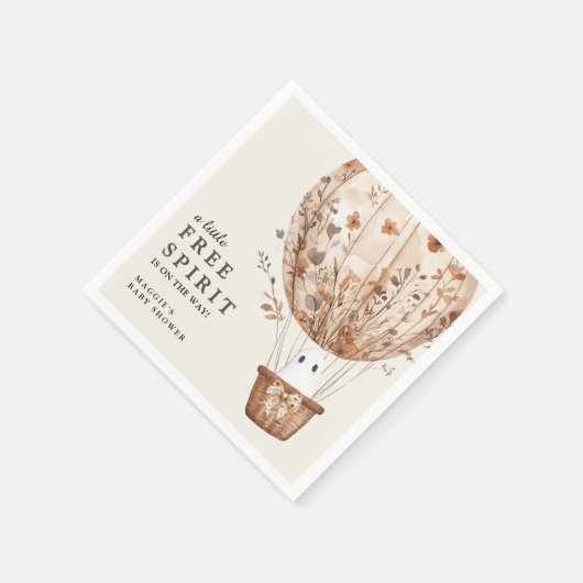 Boho Fall Ghost Wildflower Halloween Baby Shower Serviette (Ecke)