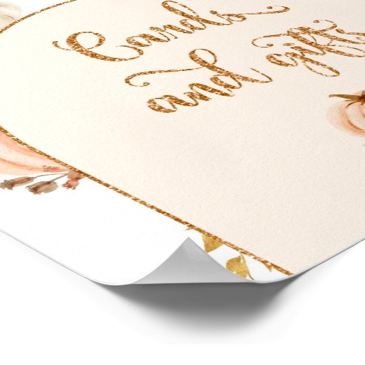 Boho Fall Gold florale Kürbiskarten und Geschenke Poster (Ecke)