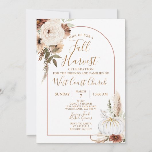 Boho Fall Harvest Pumpkin, Fall Fest Community Einladung (Vorderseite)
