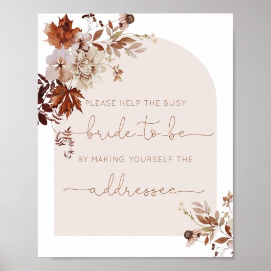 Boho Fall helfen der geschäftigen Braut Adresse un Poster (Vorne)