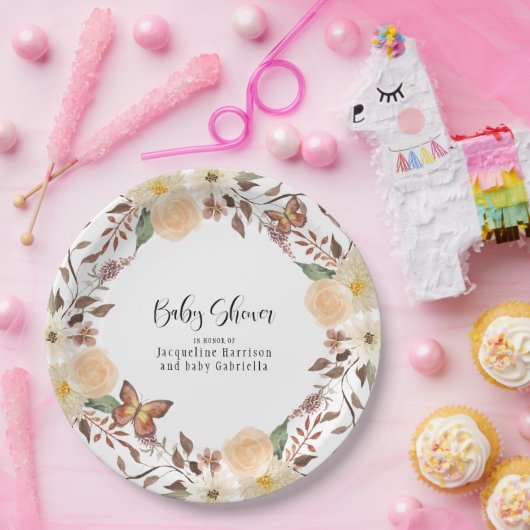 BOHO Fall Herbst Herbst Butterfly Babydusche Pappteller (Party)