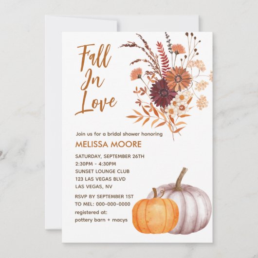 Boho Fall in der Liebe Rustikale Blume Brautparty Einladung (Vorderseite)