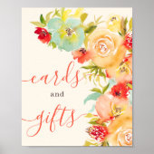 Boho Fall in Liebe Blumenkarten Geschenke Brautpar Poster (Vorne)