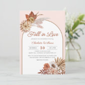 Boho Fall in Liebe Blumenkohl-Brautparty Einladung (Stehend Vorderseite)