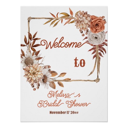 Boho Fall in Liebe Blumenladen Brautparty Willkomm Poster (Vorderseite)