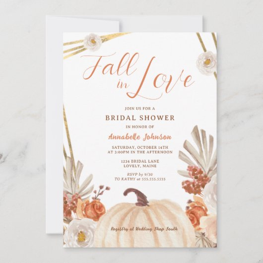 Boho Fall in Liebe Bridal Dusche Einladung (Vorderseite)