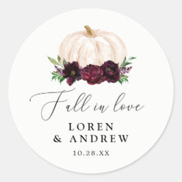 Boho Fall in Liebe Floral Pumpkin Hochzeit Runder Aufkleber