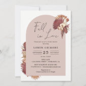 Boho Fall in Liebe Getrocknete Blätter Brautparty Einladung (Vorderseite)