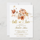 Boho Fall in Liebe Gold Creme Pumpkin Brautparty Einladung (Vorderseite)