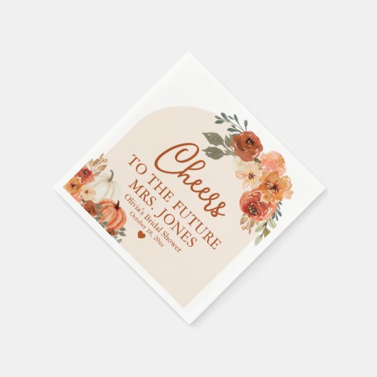 Boho Fall in Liebe Pumpkin Future Mrs. Brautparty Serviette (Ecke)