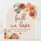 Boho Fall in Liebe Terracotta Pumpkin Brautparty Weinetikett (Einzelnes Label)