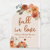 Boho Fall in Liebe Terracotta Pumpkin Brautparty Weinetikett (Einzelnes Label)