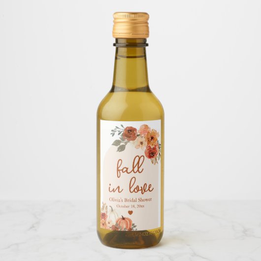 Boho Fall in Liebe Terracotta Pumpkin Brautparty Weinetikett (Vorderseite)