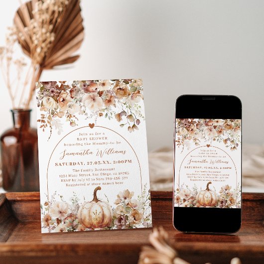 Boho Fall in Liebe Wildblume Babydusche Einladung