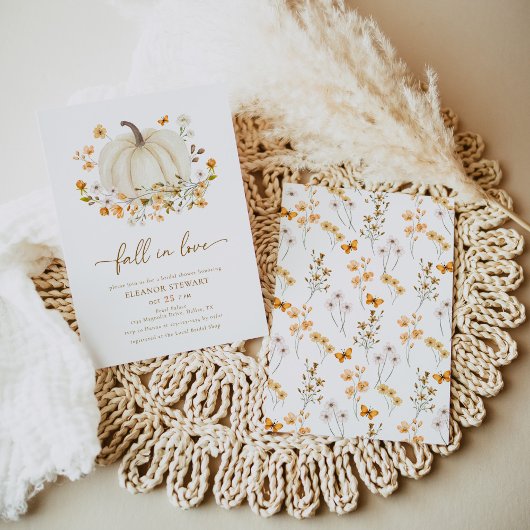 Boho Fall in Liebe Wildblume Pumpkin Brautparty Einladung