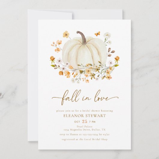 Boho Fall in Liebe Wildblume Pumpkin Brautparty Einladung (Vorderseite)