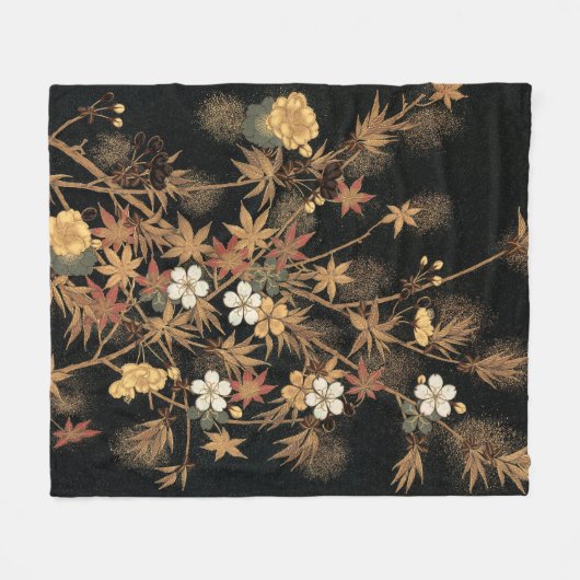Boho Fall Japanisch Fleecedecke (Vorderseite (Horizontal))
