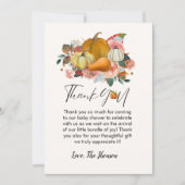 Boho Fall Kürbis Babydusche Dank Karte (Vorderseite)