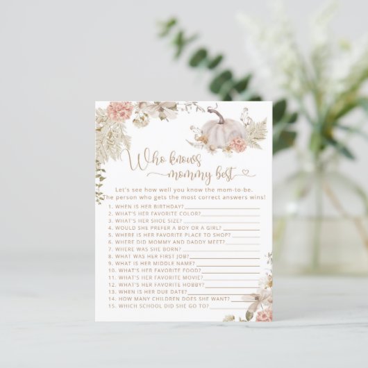 Boho Fall Kürbis Blumenkohl Wer Mami am besten ken (Stehend Vorderseite)