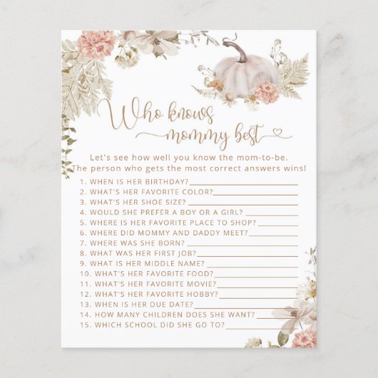 Boho Fall Kürbis Blumenkohl Wer Mami am besten ken (Vorderseite)