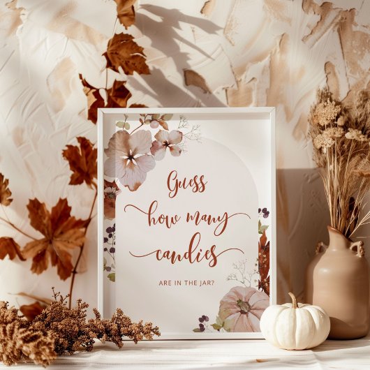 Boho Fall Kürbis Blumenraten wie viele Bonbons Poster