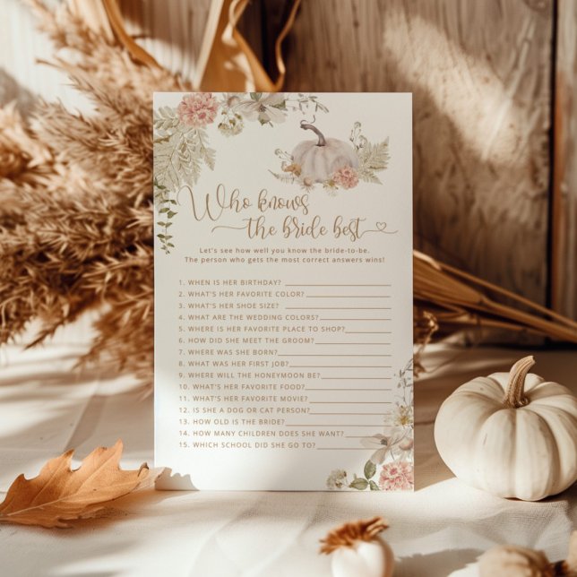 Boho Fall Kürbis Wer die Braut besten Spiel kennt (Von Creator hochgeladen)