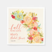 Boho Fall Liebe Blumenwasser-Farbe Brautparty Serviette (Vorderseite)