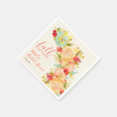 Boho Fall Liebe Blumenwasser-Farbe Brautparty Serviette (Ecke)